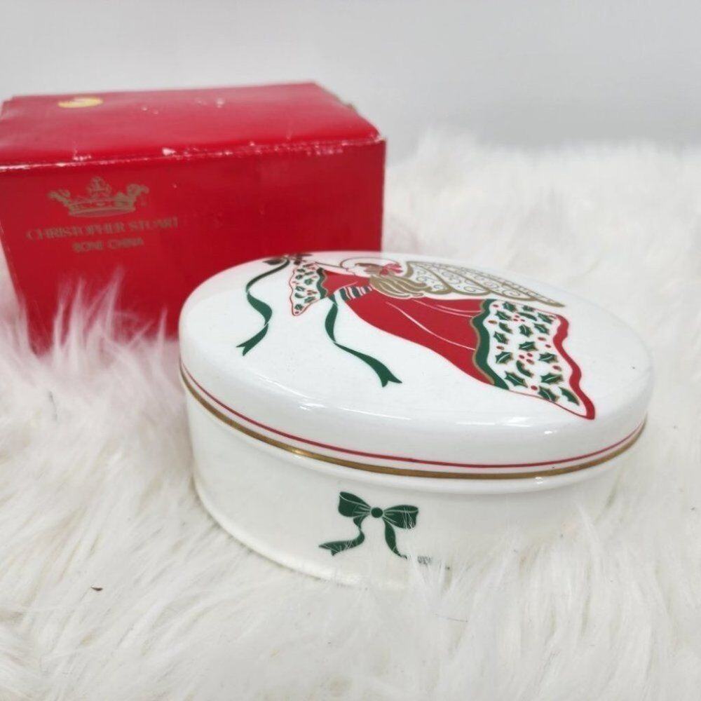 CHRISTOPHER STUART Angel Song Christmas Bone China Trinket Box